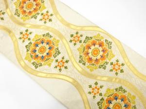 アンティーク　立涌に華紋織り出し袋帯（着用可）